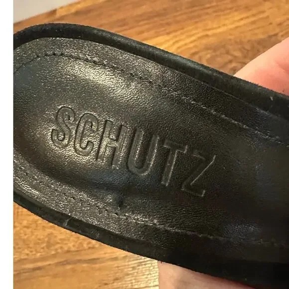 Schutz Alicia Suede Leather Slingback Pumps Black Women’s Size 6B Heels Chic - Picture 13 of 13